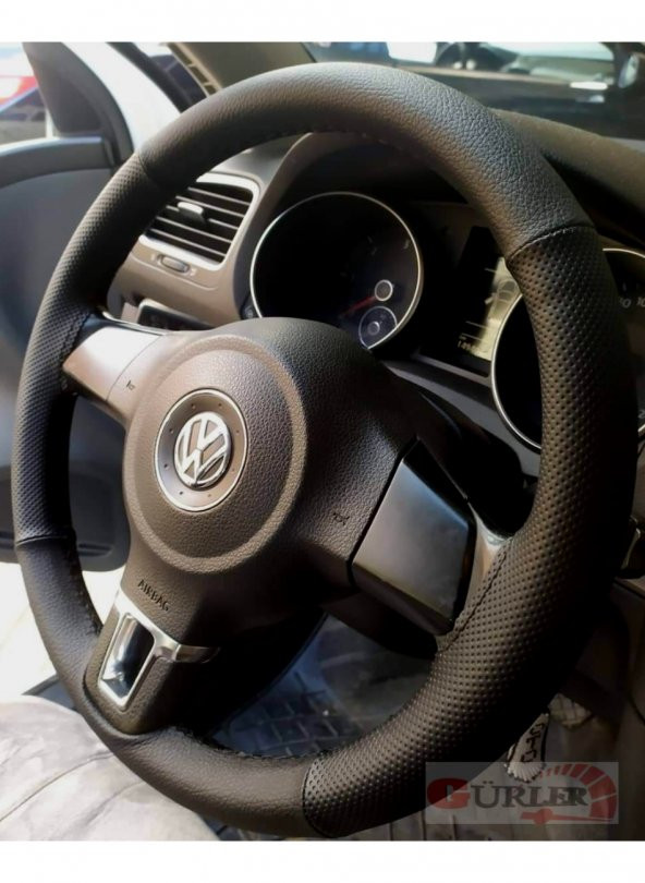VW Passat B8 Uyumlu Dikme Direksiyon Kılıfı Noktalı-Soft Siyah ürün görseli 1