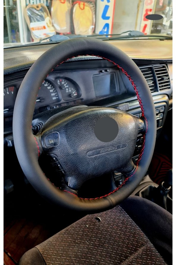Opel Vectra B Kasa Uyumlu Dikmeli Direksiyon Kılıfı Soft Siyah Kırmızı Ipli ürün görseli 1