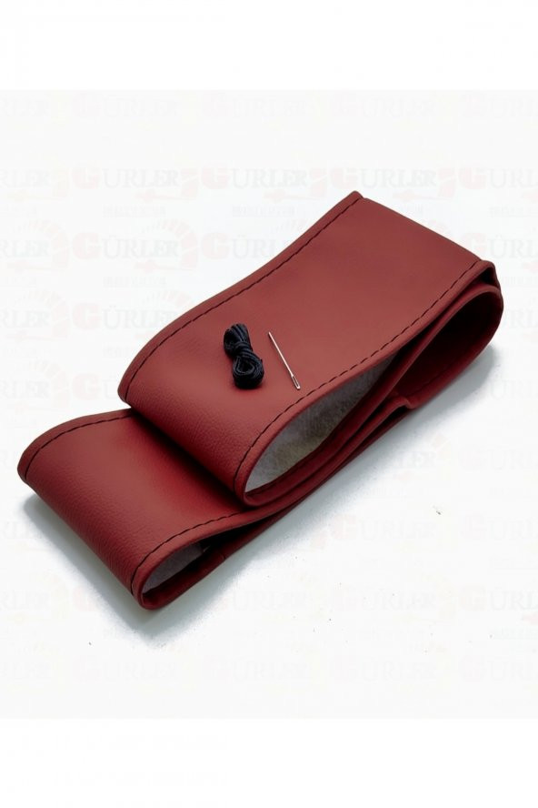 Oto Dikmeli Direksiyon Kılıfı Bordo-deri Siyah Ipli Esnek Kokusuz Standart ( 38×10cm ) ürün görseli 1