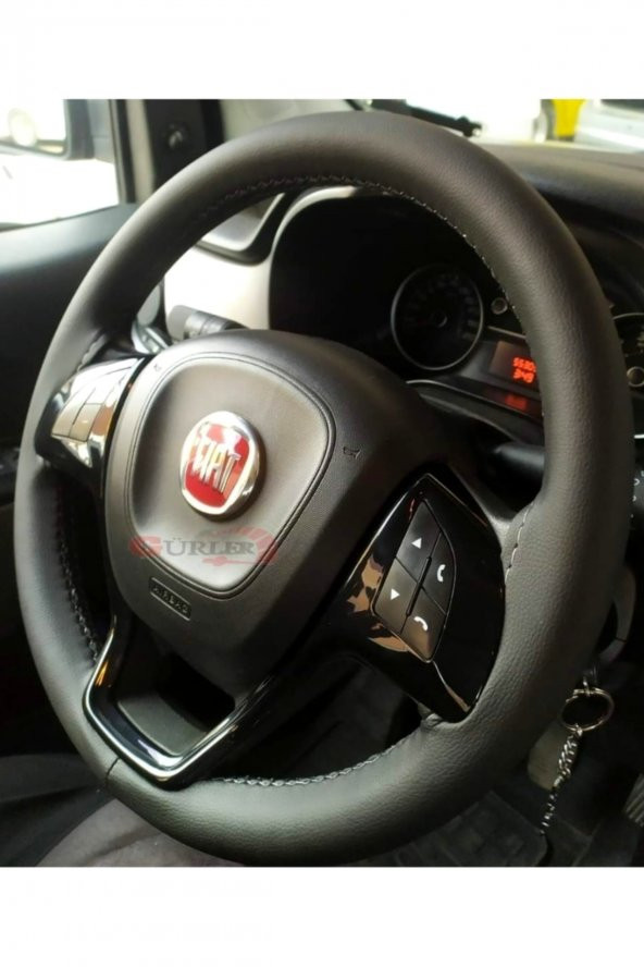 Fiat Egea Dikmeli Direksiyon Kılıfı Soft Siyah Deri-siyah Ipli ( 38×11cm ) ürün görseli 1