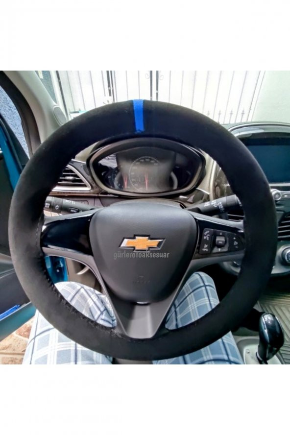 Chevrolet Cruze Dikmeli Direksiyon Kılıfı Kırmızı Yüzüklü Alkantara (nubuk) ürün görseli 1