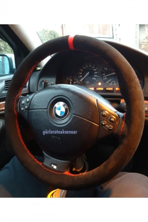 Bmw Serisi Dikmeli Direksiyon Kılıfı Kırmızı Yüzüklü Alkantara (nubuk) ürün görseli 1
