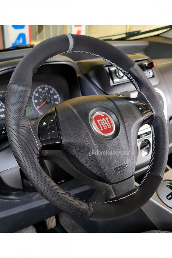 Fiat Fiorino Nubuk Dikmeli Direksiyon Kılıfı Noktalı-alkantara Gri Yüzüklü,gri Ipli ürün görseli 1