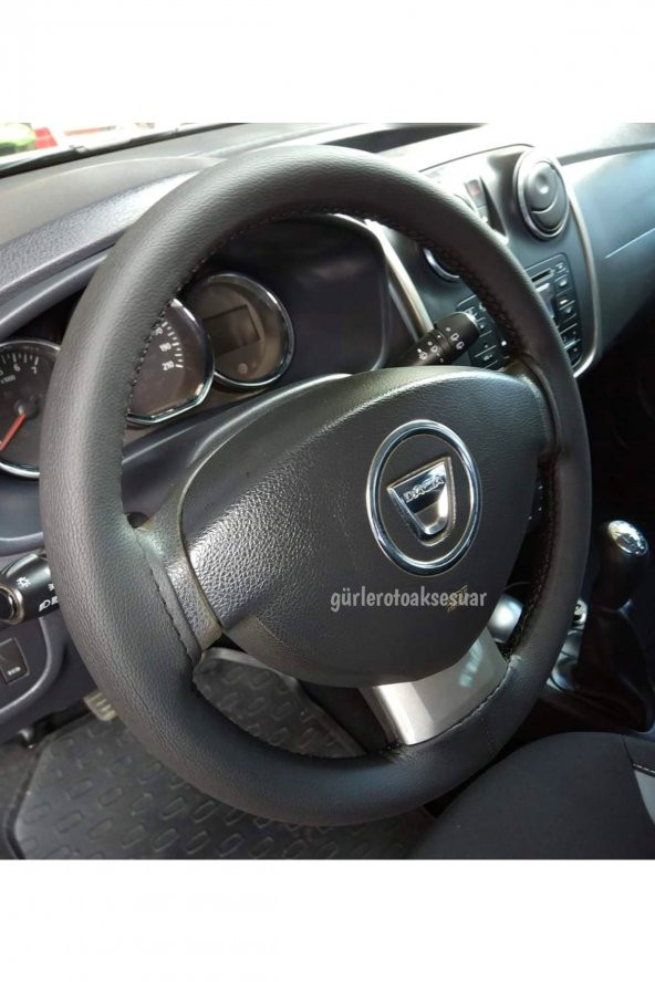 Dacia Duster Dikmeli Direksiyon Kılıfı Kokusuz Terletmez Soft Siyah(38×10.5cm) ürün görseli 1