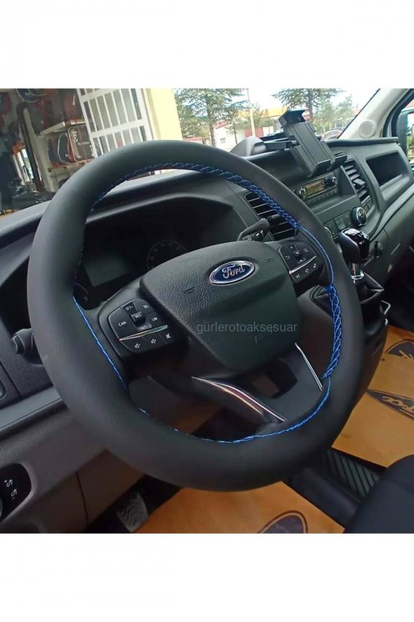 Ford Transit 2008+ Direksiyon Kılıfı Dikmeli Soft Mavi Ipli (10.5cm) ürün görseli 1