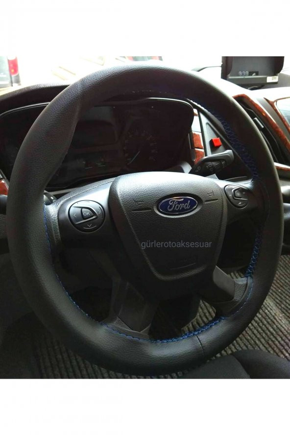 Ford Focus Direksiyon Kılıfı Dikmeli Soft Mavi Ipli (10.5cm) ürün görseli 1