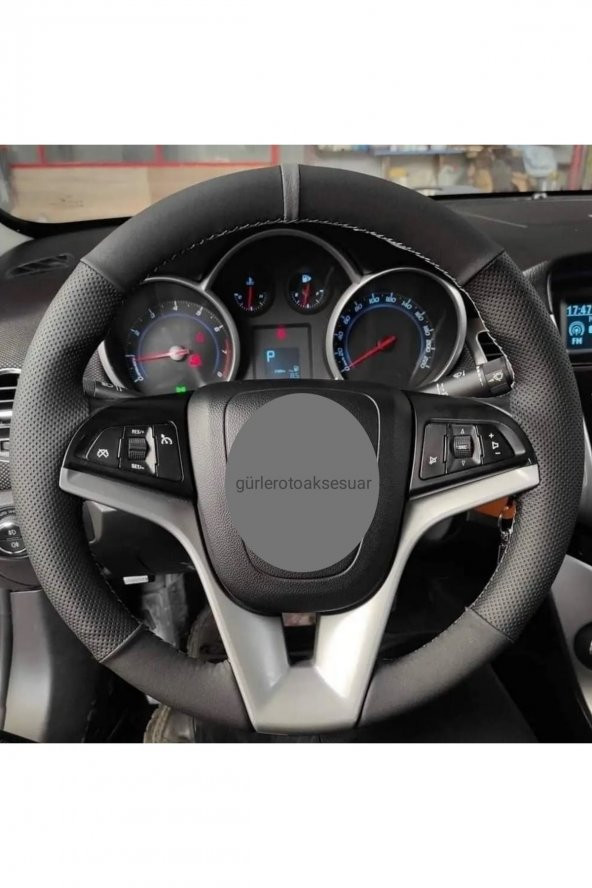 Chevrolet Aveo Alkantara-noktalı Gri Yüzüklü Direksiyon Kılıf ürün görseli 1