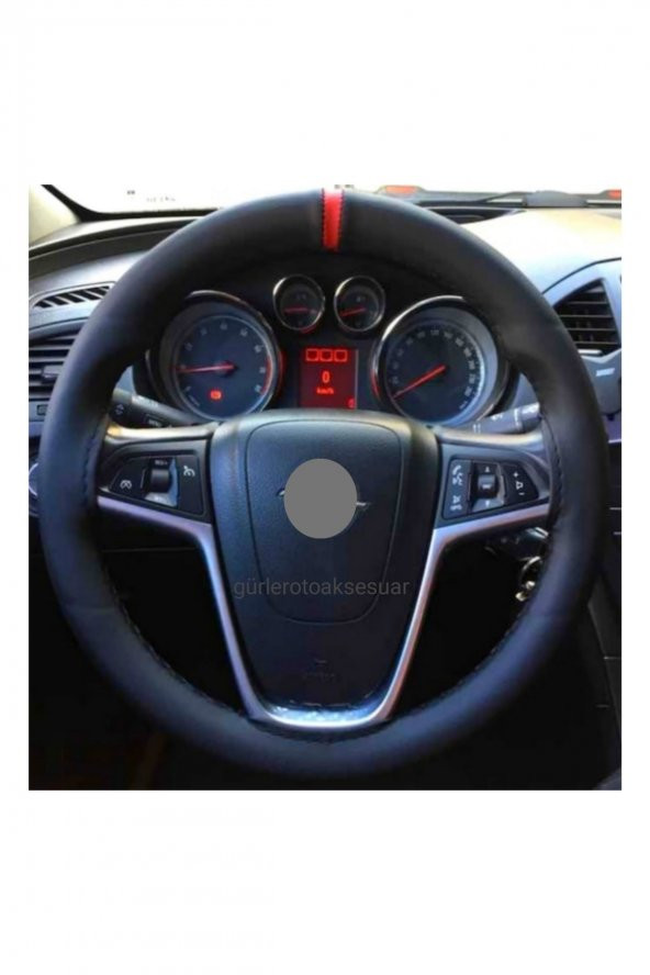 Opel Insignia Dikmeli Direksiyon Kılfı Kırmızı Yüzüklü A+plus ürün görseli 1