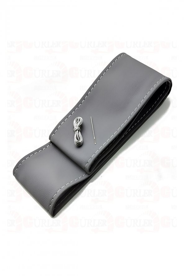 Dikmeli Deri Direksiyon Kılıfı Soft Esnek Kokusuz Standart Gri Renk(38cm/10cm) ürün görseli 1