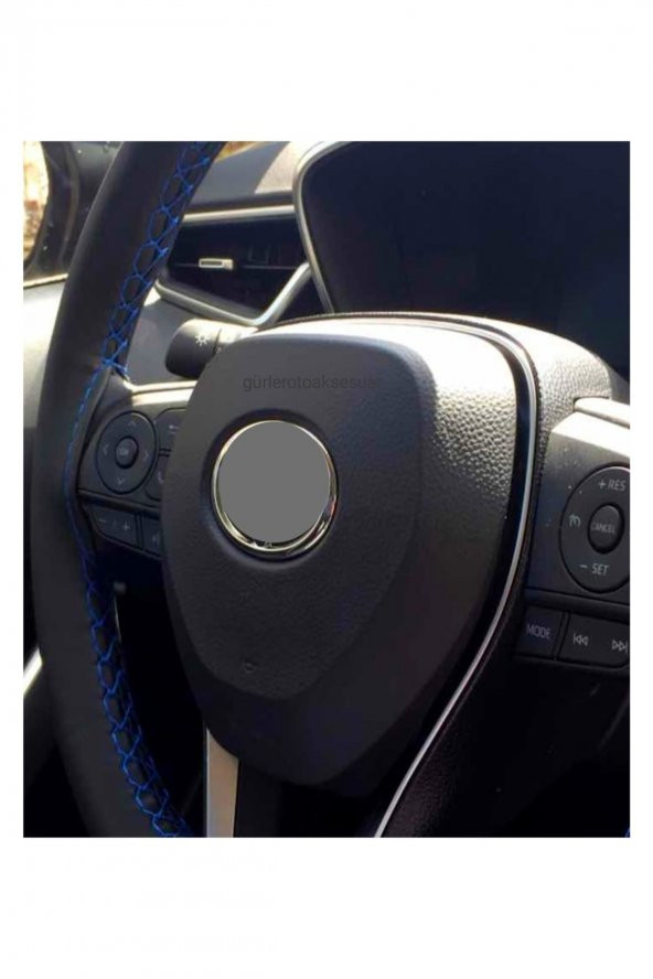 Toyota Corolla 2013+ Deri Dikmeli Direksiyon Kılıfı Mavi Ipli (10cm) ürün görseli 1