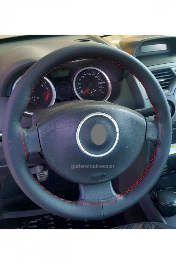 Renault Clio Direksiyon Kılıfı Dikmeli Kırmızı Ipli 10.5cm ürün görseli 1