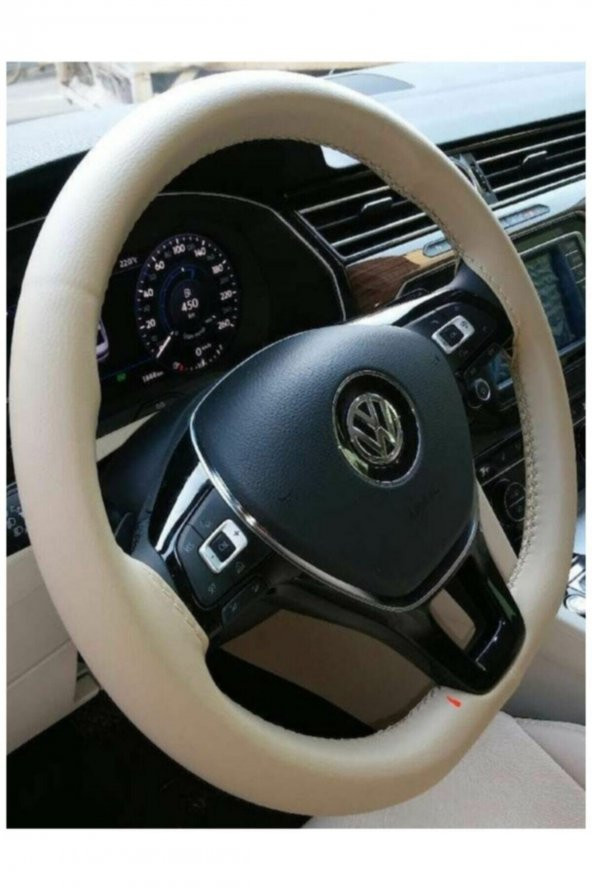 Vw Transporter T7 Uyumlu Dikmeli Direksiyon Kılıfı Bej ürün görseli 1