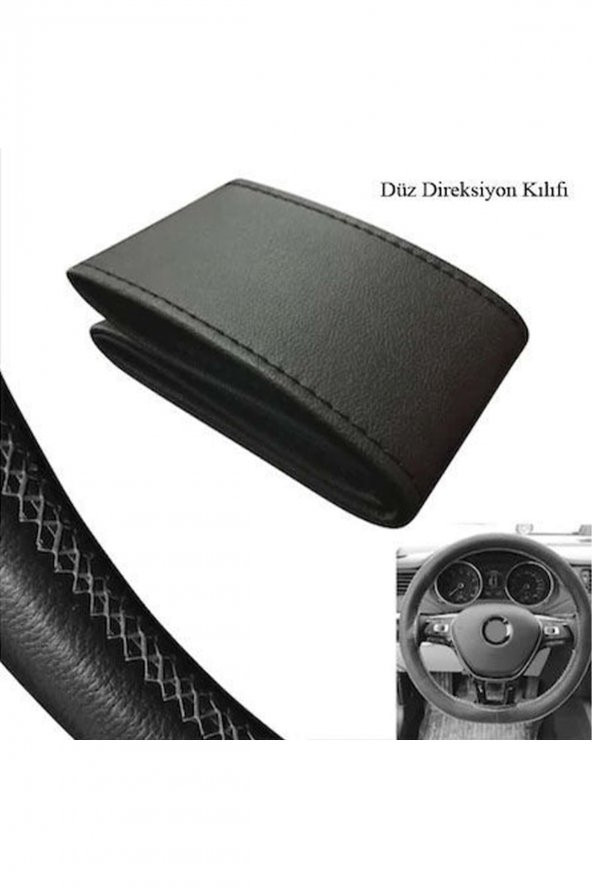 Universal Dikmeli Direksiyon Kılıfı Soft Siyah (38cm-10cm) ürün görseli 1