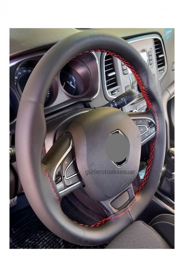 Renault Symbol Kırmızı Ipli Dikmeli Direksiyon Kılıfı (11,cm-kalın Direksiyon) ürün görseli 1