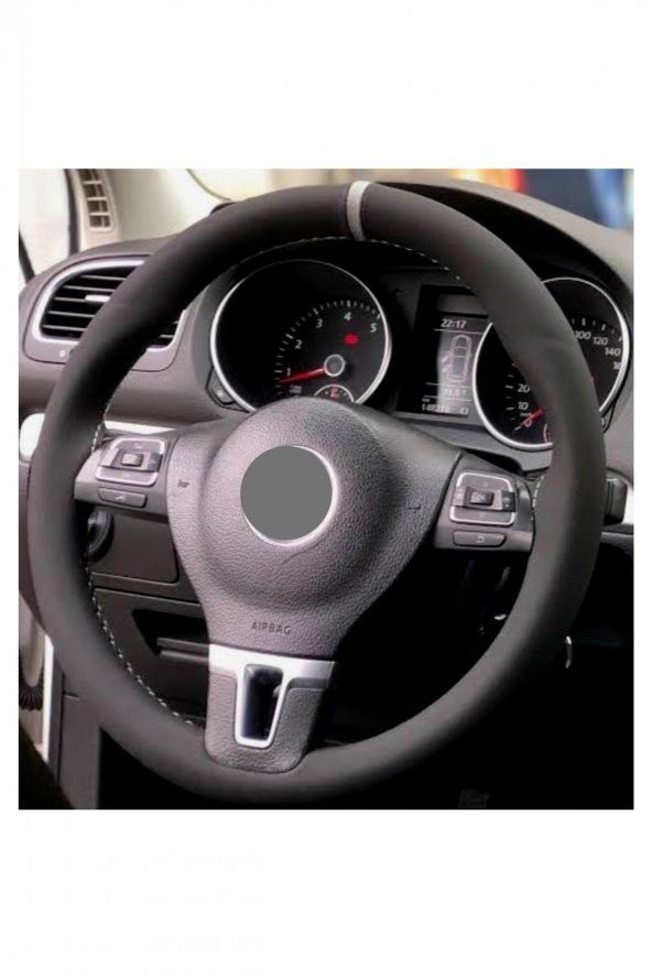 Toyota Corolla 2013+ Alkantra Nubuk Dikmeli Direksiyon Kılıfı Gri Yüzüklü ürün görseli 1