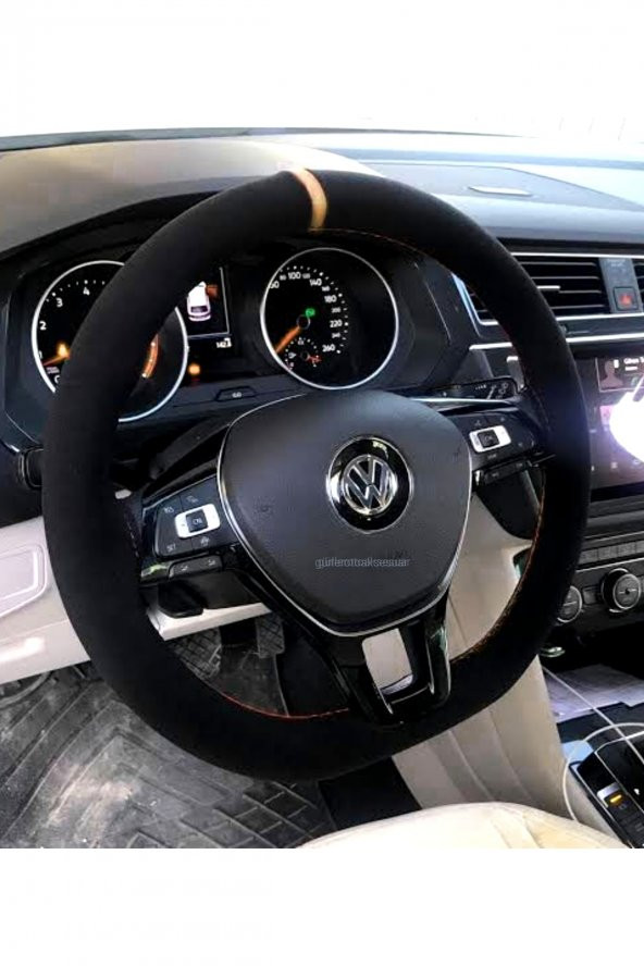 Vw Amarok Dikmeli Direksiyon Kılıfı Alkantra Sarı Yüzüklü ürün görseli 1