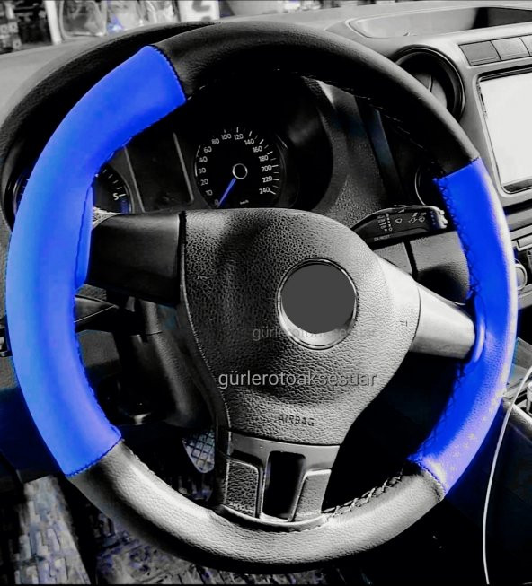 Renault Talısman Uyumlu Direksiyon Kılıfı İki Renkli Mavi Siyah 4prç ürün görseli 1