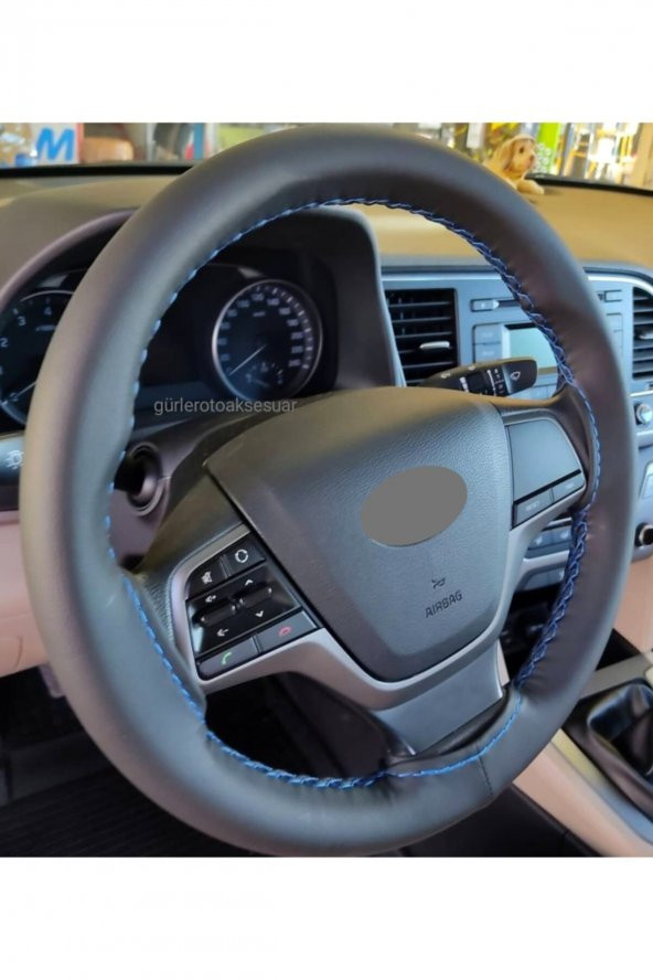 Hyundai I30 Direksiyon Kılıfı Dikmeli Mavi Ipli 10.cm ürün görseli 1