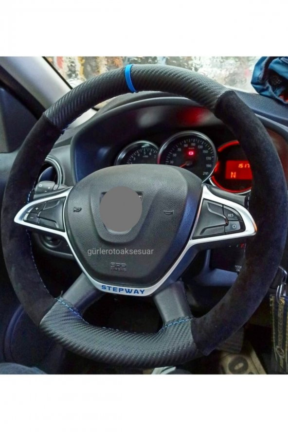 Dacia Duster Direksiyon Kılıfı Alkantra-karbon Mavi Yüzüklü ürün görseli 1