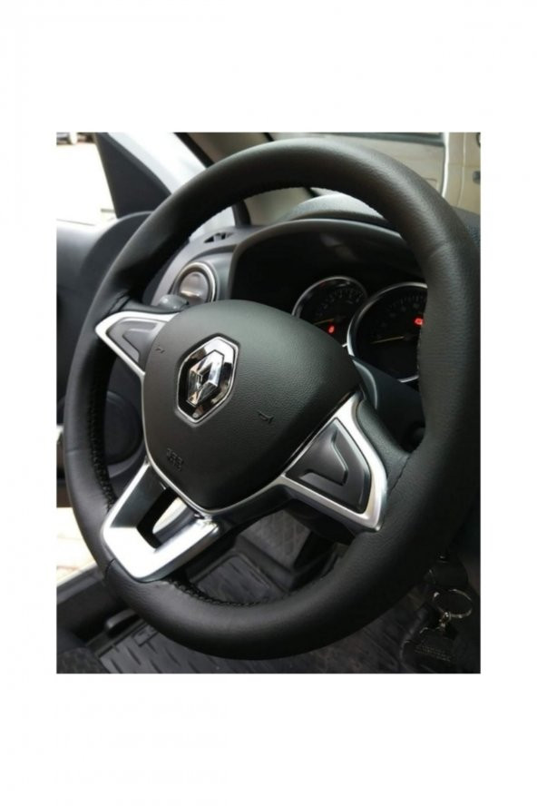Fiat Fiorino 2015-2021 Uyumlu Dikmeli Direksiyon Kılıfı Siyah Düz Soft Deri-10.5cm ürün görseli 1