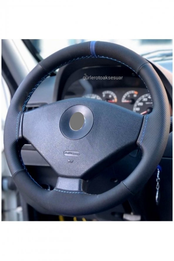 Fiat Punto Deri Direksiyon Kılıfı Alkantra-noktalı Mavi Yüzüklü Uyumlu ürün görseli 1
