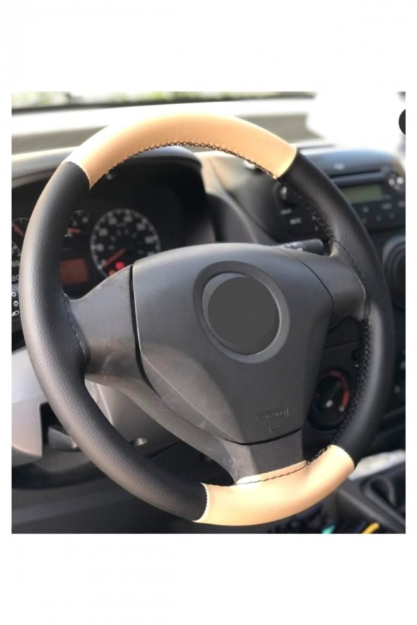 Fiat Linea Direksiyon Kılıfı Dikmeli Iki Renkli 4 Prc Bej Siyah 10.3cm ürün görseli 1
