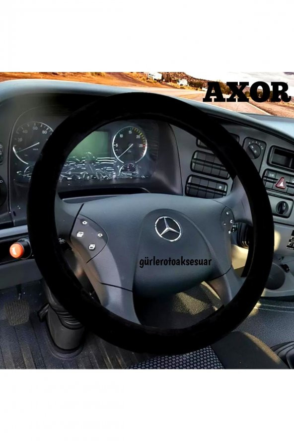 Mersedes Axor Dikmeli Deri Direksiyon Kılıfı Nubuk Alkantra Kırmızı Ipli ürün görseli 1