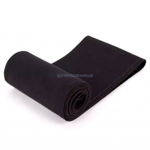 Universal Kamyon Tır Dikmeli Deri Direksiyon Kılıfı Nubuk Alkantra Mavi Ipli 45-10.5cm ürün görseli 1