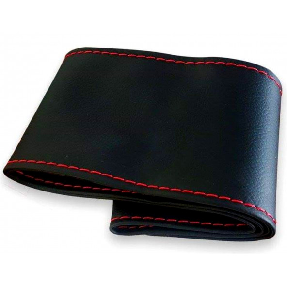 Universal Kamyon Tır Dikmeli Deri Direksiyon Kılıfı Soft Kırmızı Ipli 45-10.5Cm ürün görseli 1