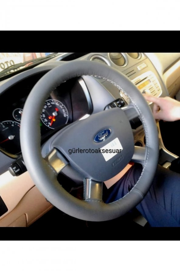 Ford Connect Deri Dikmeli Direksiyon Kılıfı Gri Deri-gri Ip 10.5cm A+ Plus ürün görseli 1