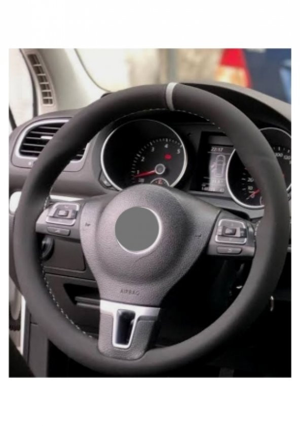 VW Passat B8 Alkantra Dikmeli direksiyon kılıfı soft gri yüzüklü A+ Plus ürün görseli 1