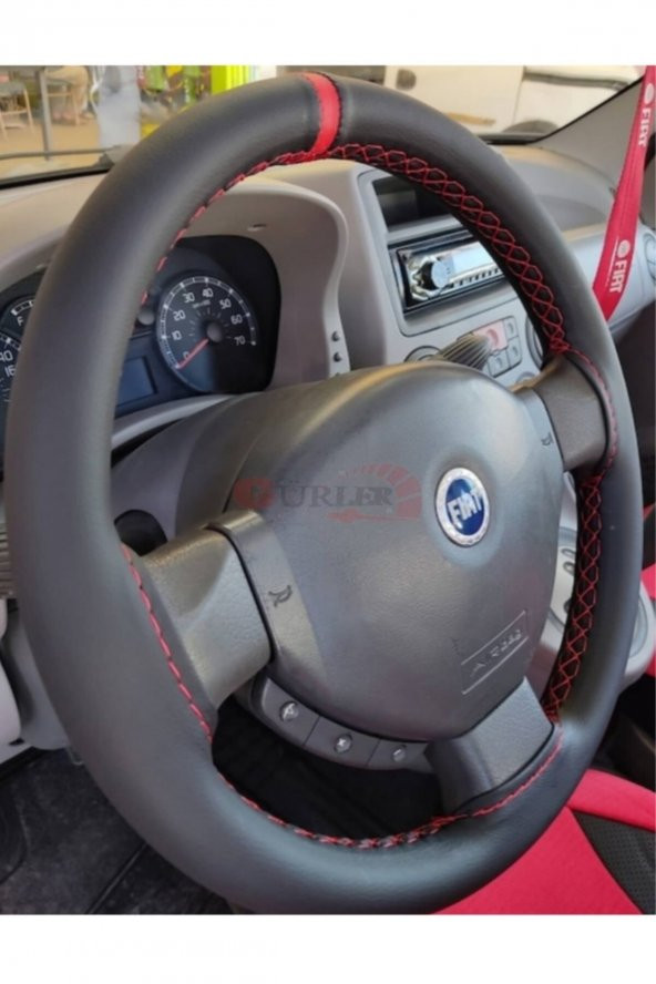 Fiat Albea Deri Dikme Direksiyon Kılıfı Kırmızı Yüzüklü Model ürün görseli 1
