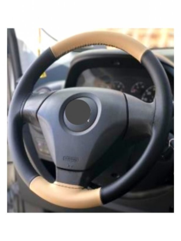 Fiat Egea İki Renkli Dikmeli Direksiyon Kılıfı BEJ-SİYAH ürün görseli 1