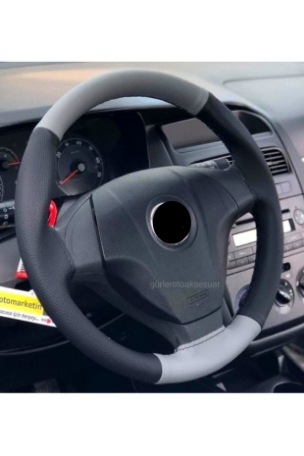 Fiat Fiorino Dikmeli Direksiyon Kılıfı Siyah Deri 4prç Gri-Siyah ürün görseli 1
