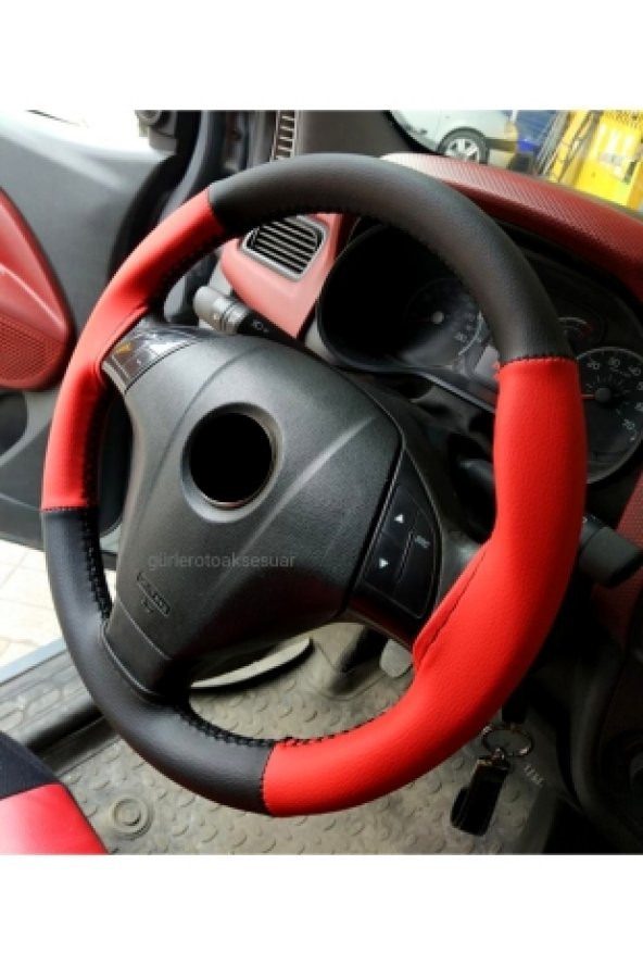 Fiat Fiorino Direksiyon Kılıfı Dikmeli 4prç Kırmızı-Siyah ürün görseli 1