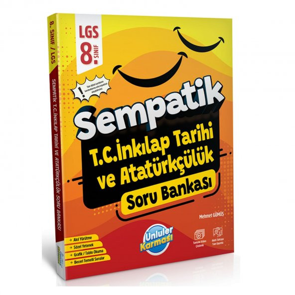 Ünlüler 8. Sınıf LGS TC İnkılap Tarihi ve Atatürkçülük Sempatik Soru Bankası Ünlüler Yayınları ürün görseli 1