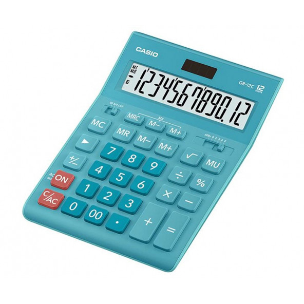 Casio GR-12C-LB 12 Hane Mavi Masa Üstü Hesap Makinesi ürün görseli 1