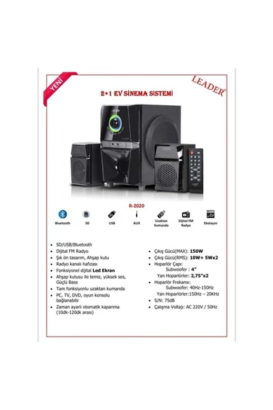 R-2020 2+1 Ev Sınema Sıstemı LEADER - Resim 2