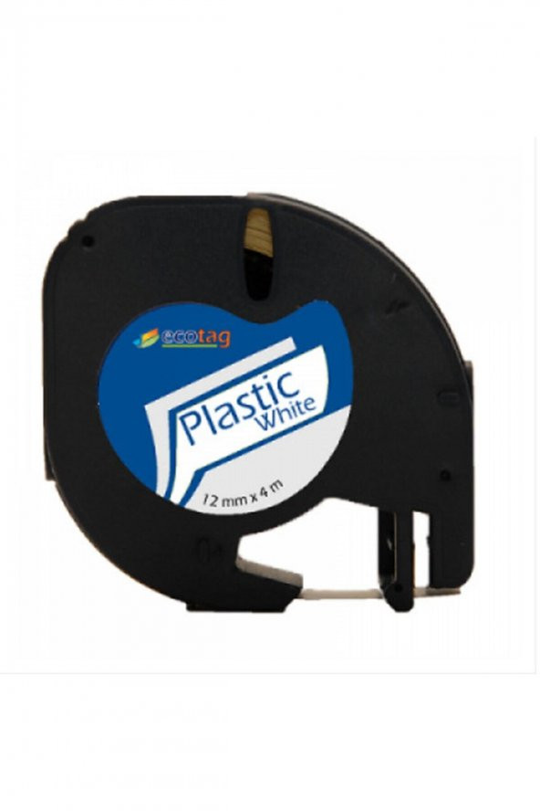 Ecotag Dymo Letratag Muadil Plastik Şerit 12mm x 4mt Beyaz ürün görseli 1