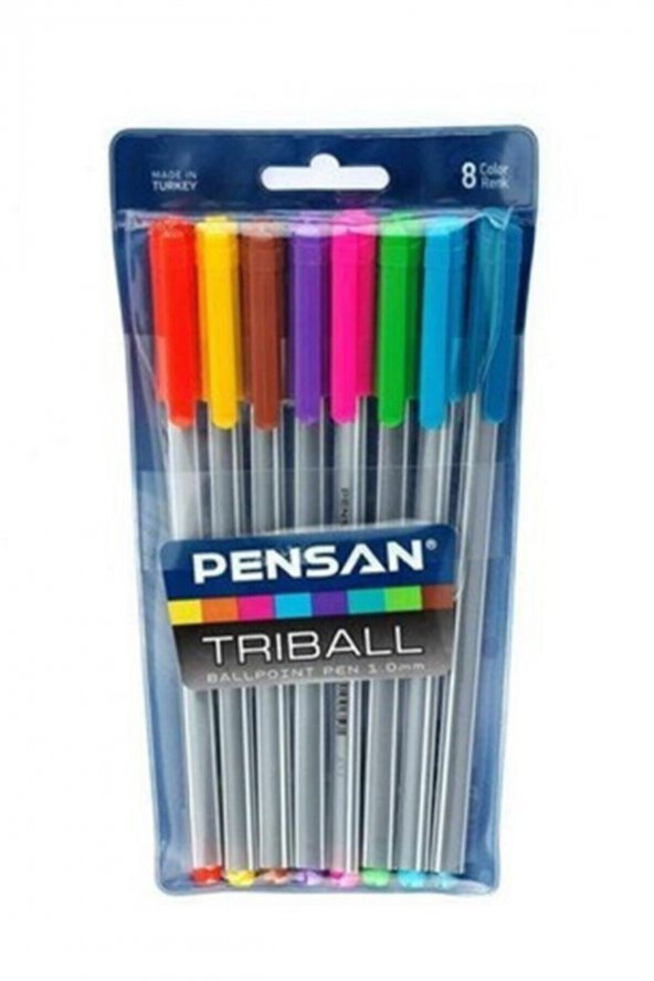 Triball Tükenmez Kalem Renkli 8 Li Set ürün görseli 1