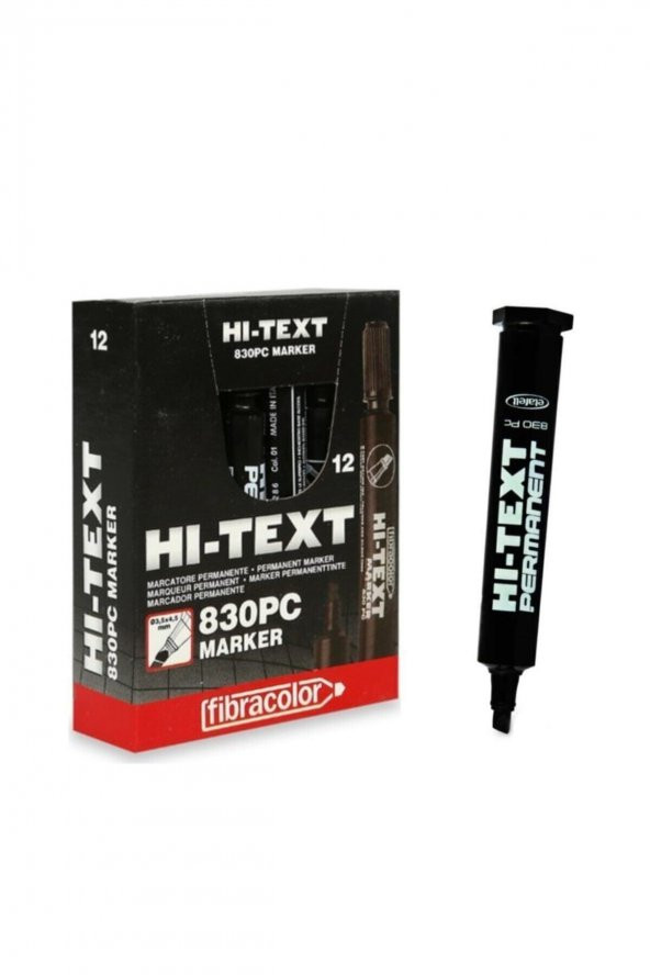 Hı-text 830-pc Kesik Uçlu Markör Permanent Kalem Siyah 12li ürün görseli 1