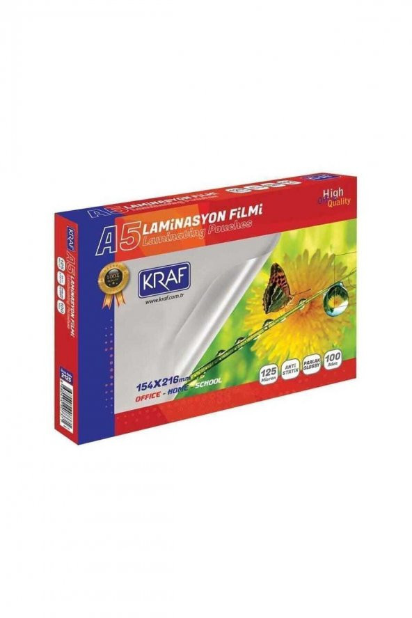 Laminasyon Filmi Parlak A5 125mic 100lü Paket 17x25 Ebatında ürün görseli 1