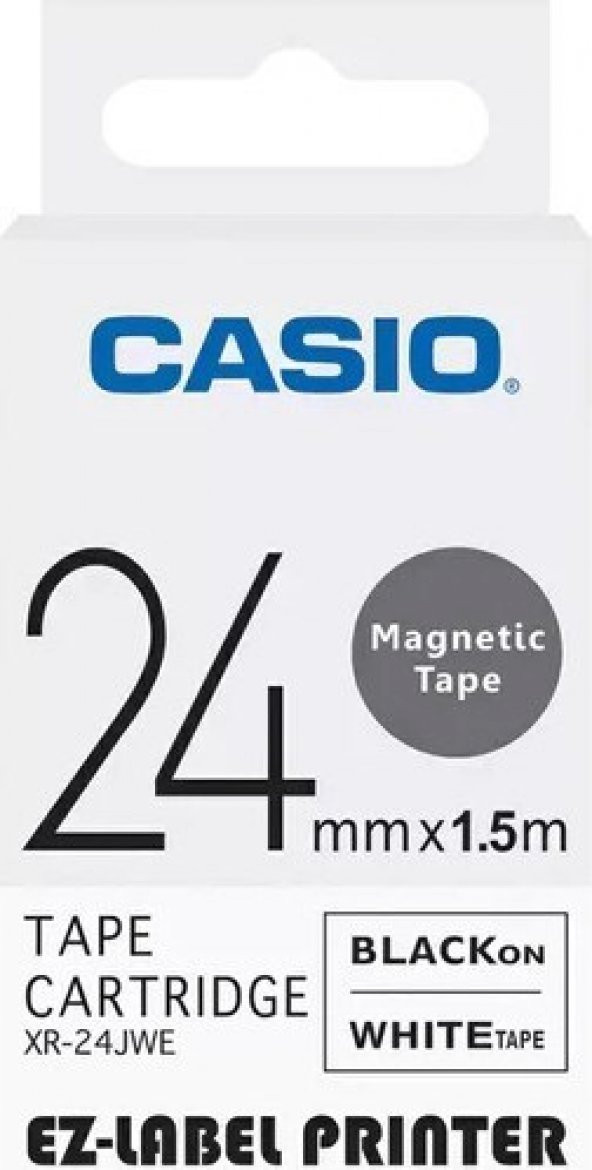 XR-24JWE Manyetik Etiket Kartuşu Beyaz Zemin Üzerine Siyah Baskı 24MM Yükseklik - 1,5 Metre ürün görseli 1
