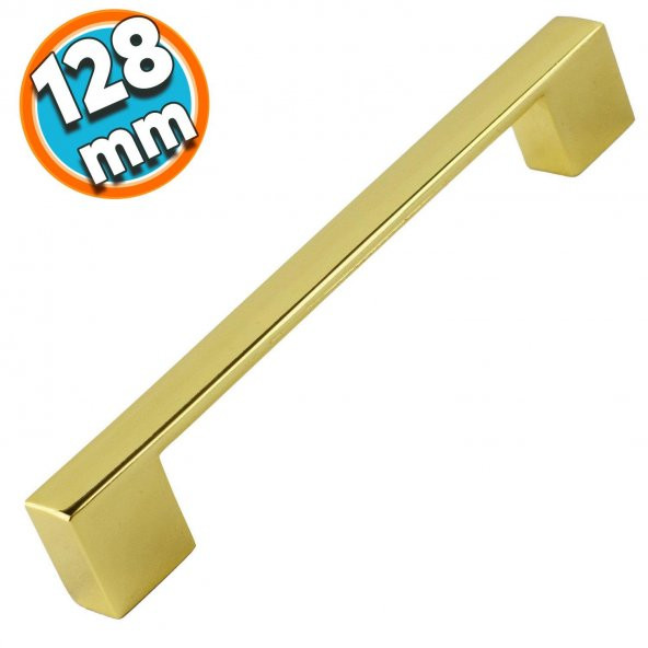 Mobilya  Banyo Mutfak Dolabı Çekmece Dolap Kapak Kulpu Kulbu Altın Gold 128 mm Metal Kulp ürün görseli 1