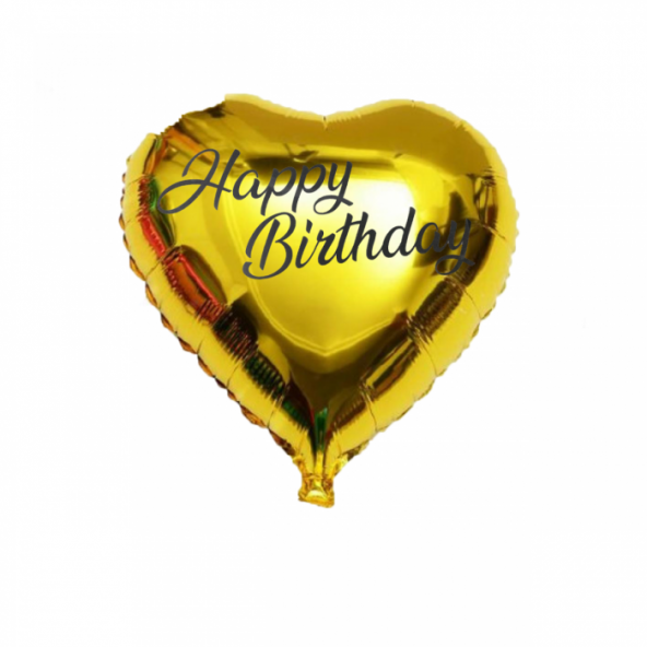 Gold Kalp Siyah Happy Bırtday Yazılı Folyo Balon ürün görseli 1