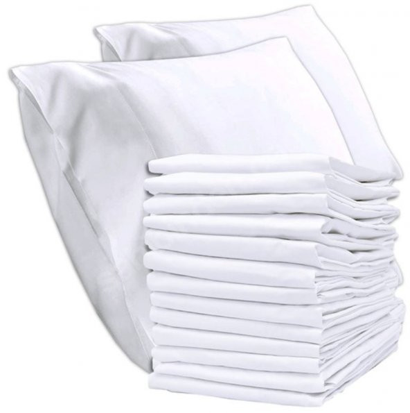 10 Adet Otel Tipi Beyaz Yastık Kılıfı Akfil 63 Tel Dokuma %100 Pamuk 50x70 Cm ürün görseli 1