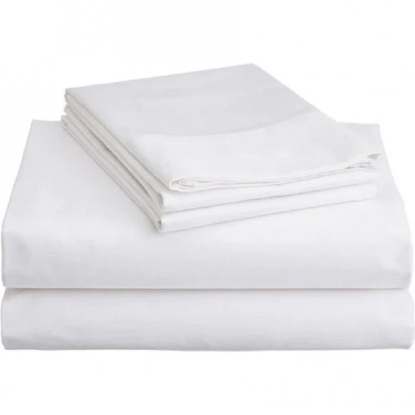 Beyaz Tek Kişilik 100 Pamuk Otel Nevresim Yorgan Kılıfı 160×220 Cm 63 Tel Dokuma ürün görseli 1