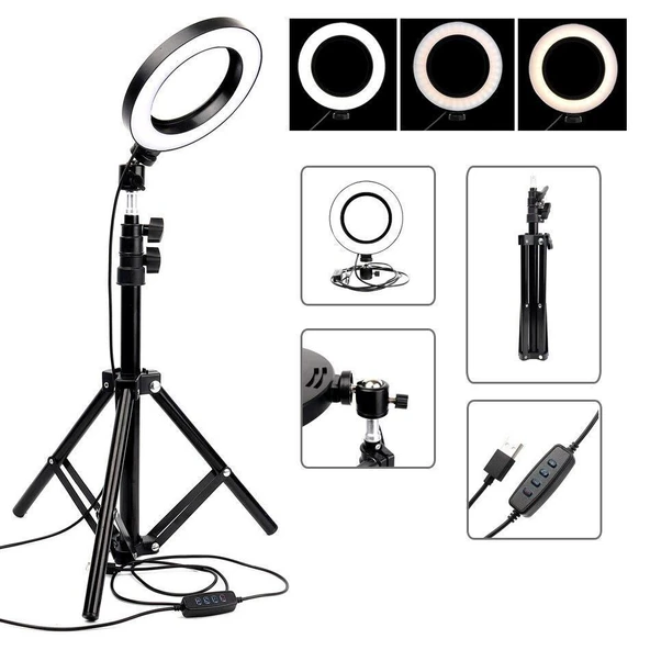Selfie Led Işık 10inç Youtube,Makyaj,Kuaför 26cm-2m Stand ürün görseli 1