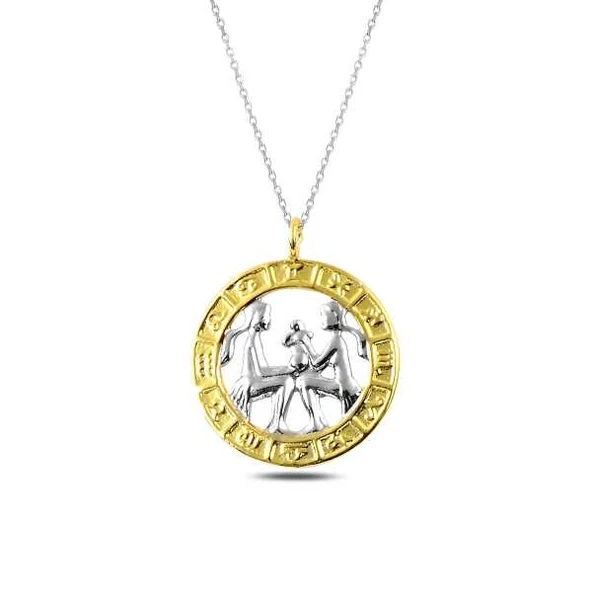 925 Ayar ​Gümüş Gold İkizler Burcu Kadın Gümüş Kolye ürün görseli 1
