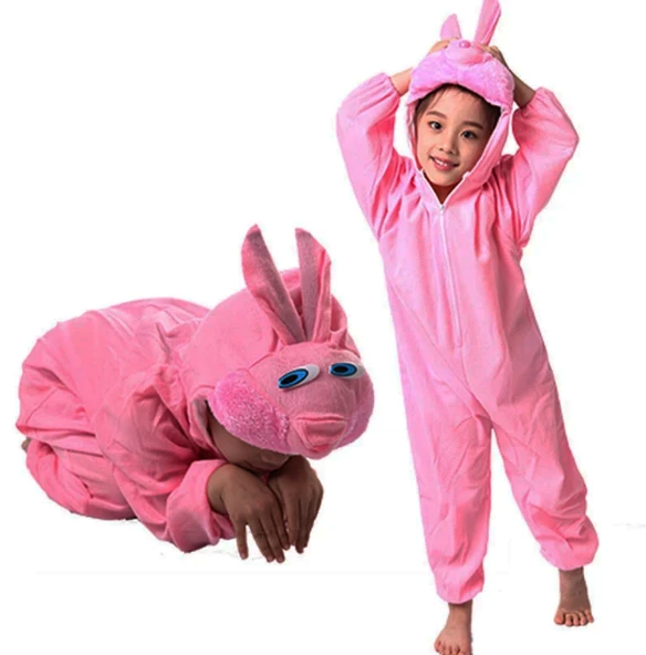 Çocuk Tavşan Kostümü Pembe Renk 6-7 Yaş 120 cm ürün görseli 1